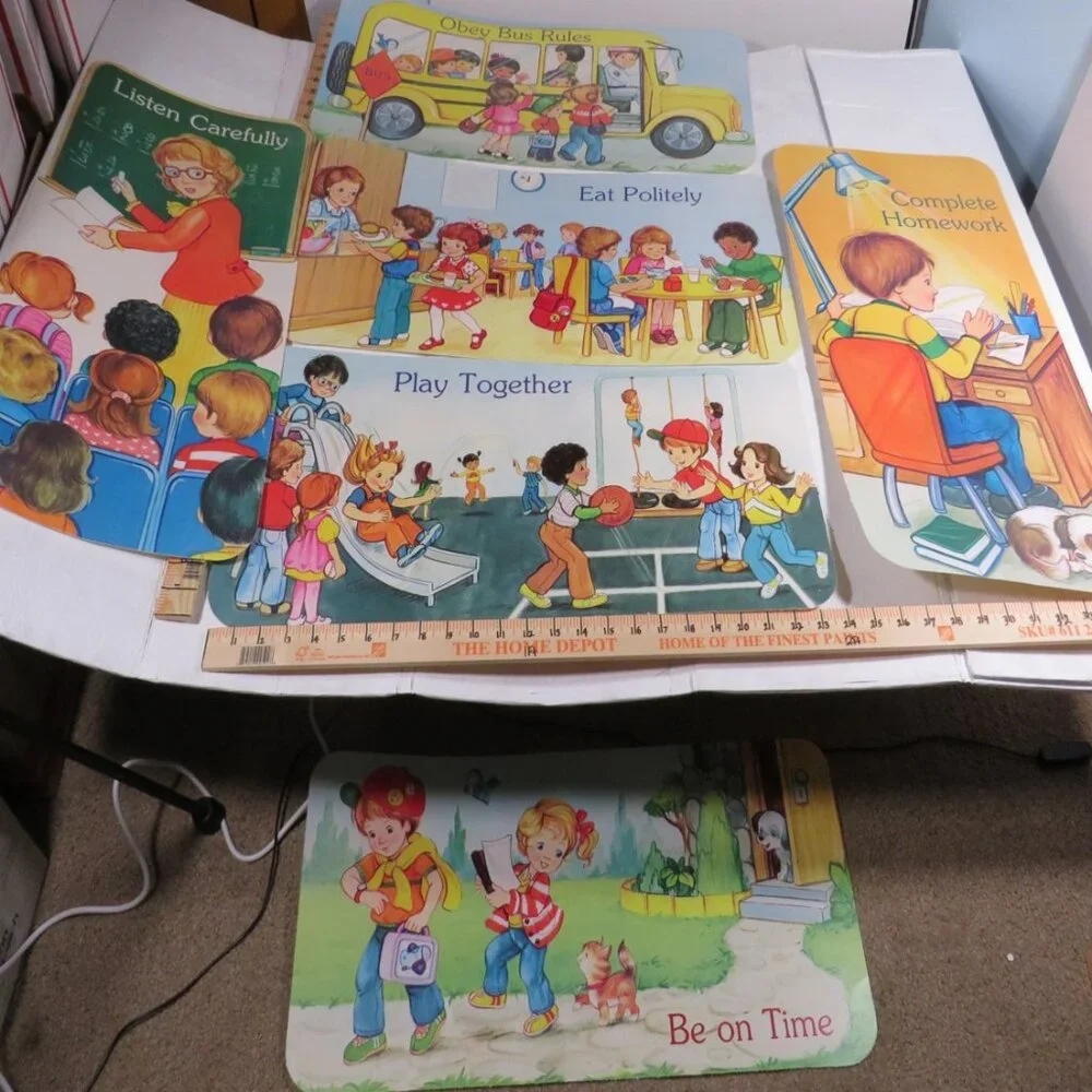 Play Together (6) BULLETIN BOARD SET 1980s or older Vintage  Classroom Posters